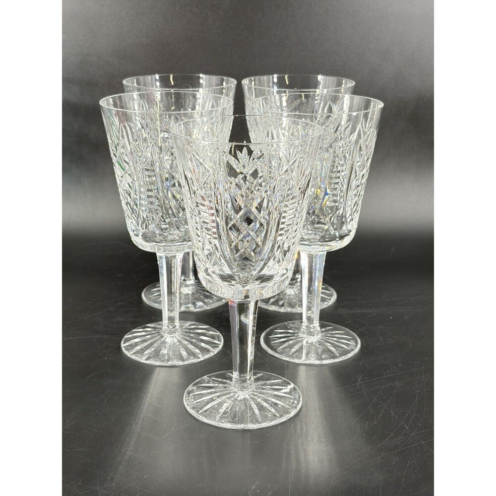 Waterford Cut Crystal Clare Water Wine Goblet Glasses - Set of 5